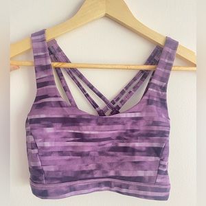 Lululemon Athletica Energy Bra Purple Striped Size 6